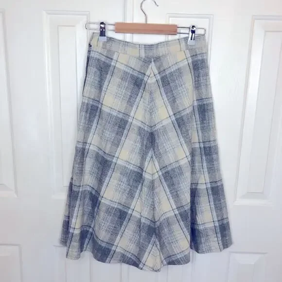 The gangs all here vintage Union made blue and gray wool midi skirt medium